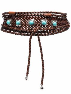 ETRO плетеный пояс с камнями