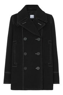 Черный бушлат с белой отстсрочкой Burberry