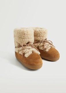 Кожаные ботинки с овчиной - Board Mango