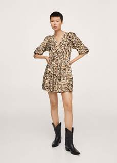 Платье с принтом и рукавами-фонариками - Carnaby Mango