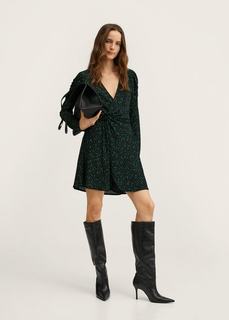 Платье со сборками и запáхом - Moss2 Mango