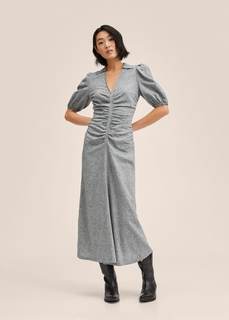 Льняное платье со сборками - Cat-a Mango