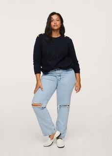 Вязаный джемпер с декоративными пуговицами - Eme Mango