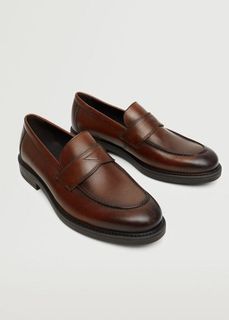 Кожаные мокасины с фигурной прорезью - Mocasin Mango