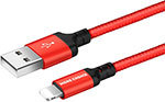 Дата-кабель MoreChoice USB 2.1A для Lightning 8-pin K12i нейлон 1м (Red Black)