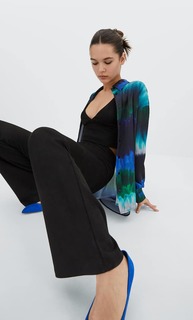 Stradivarius Расклешенные Брюки Из Искусственной Замши Черный S