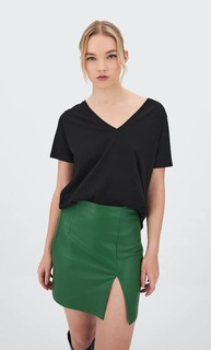 Stradivarius Базовая Футболка С V-Образным Вырезом Черный L
