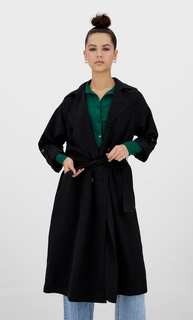 Stradivarius Длинный Тренч Из Струящейся Ткани Черный S