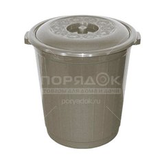 Бак для мусора пластик, 90 л, с крышкой, 54.5х54.5х64 см, серый, Милих, 1190