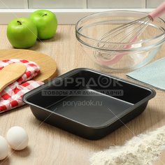 Форма для выпечки сталь, 22х23.2х5 см, антипригарное покрытие, прямоугольная, Daniks, KB18501