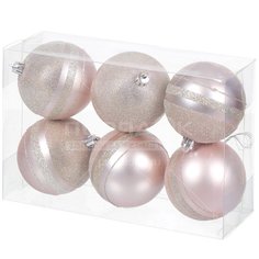 Елочный шар светло-розовый SSYQB-0121104, 6 шт, 8 см