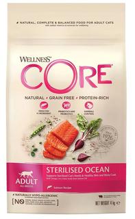 Сухой корм Wellness CORE &quot;Лосось&quot; для стерилизованных кошек и кастрированных котов, 4кг Cor.E