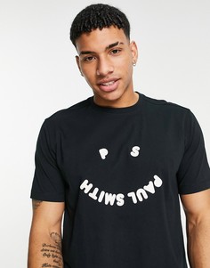 Черная футболка со счастливым смайликом PS Paul Smith-Черный