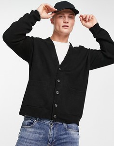 Пушистый свободный кардиган черного цвета New Look-Черный цвет