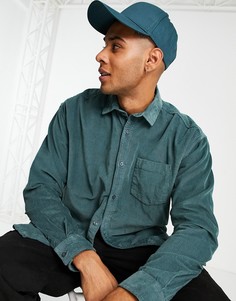 Бирюзовая вельветовая oversized-рубашка навыпуск New Look-Голубой