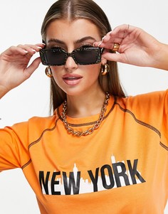 Оранжевая футболка с принтом в виде надписи "New York" Rebellious Fashion-Оранжевый цвет