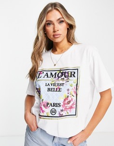 Белая футболка с графическим принтом "Lamour" Rebellious Fashion-Белый