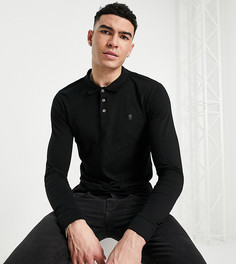 Черная футболка-поло с длинными рукавами French Connection Tall-Черный