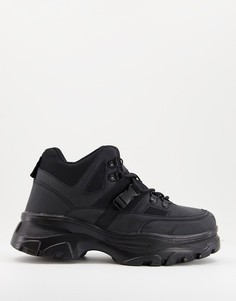 Черные кроссовки на толстой подошве с пряжками Public Desire Man Dallas-Черный цвет
