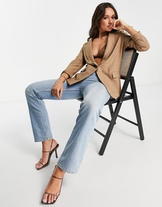 Строгий трикотажный блейзер бежевого цвета Topshop-Светло-бежевый цвет