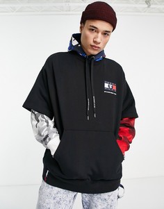 Худи в стиле oversized черного цвета AAPE By A Bathing Ape x Tommy Hilfiger-Черный