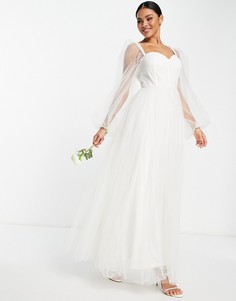 Свадебное платье макси цвета слоновой кости с корсетом Lace & Beads Bridal-Белый