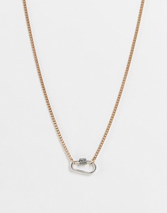 Ожерелье из латуни с подвеской в виде застежки-карабин со стразами AllSaints-Золотистый