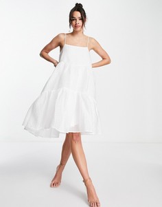 Белое свадебное платье на бретелях из фактурной ткани с асимметричным краем Y.A.S Bridal-Белый