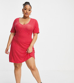 Чайное платье мини в горошек Wednesdays Girl Curve-Красный