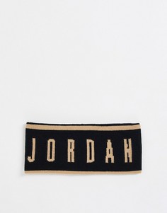 Двусторонняя трикотажная повязка на голову черного цвета Nike Jordan-Черный