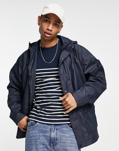 Темно-синий дождевик с капюшоном New Look