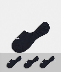 Набор из 3 пар черных невидимых носков с логотипом-трилистником adidas Originals Adicolor-Черный цвет