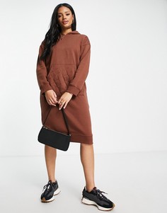 Платье-худи мини шоколадно-коричневого цвета с карманом Threadbare Jonas-Коричневый цвет