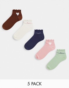 Набор из 5 пар носков до щиколотки с оборкой Threadbare-Разноцветный