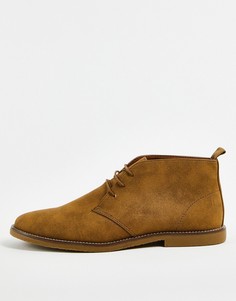 Светло-коричневые ботинки чукка из искусственной замши Topman-Коричневый цвет