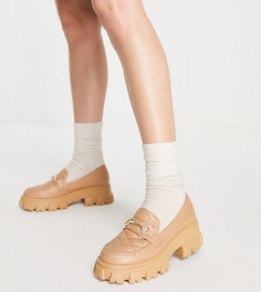 Бежевые стеганые туфли на плоской массивной подошве для широкой стопы Glamorous Wide Fit-Светло-бежевый цвет