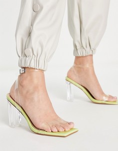 Босоножки салатового цвета на блочном каблуке Simmi London Heidi-Зеленый цвет