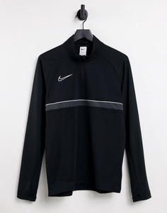 Черный топ на короткой молнии Nike Football Academy Drill-Черный цвет