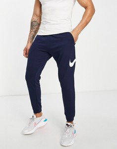 Темно-синие суженные книзу джоггеры с логотипом-галочкой Nike Training Dri-FIT-Темно-синий