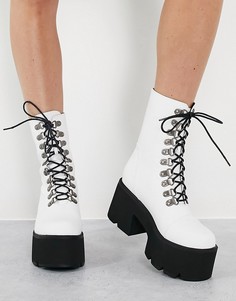 Белые ботинки на толстой подошве со шнуровкой Lamoda-Белый