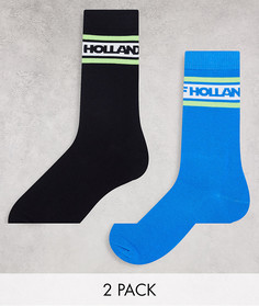 Набор из двух пар носков черного и голубого цветов House of Holland-Голубой