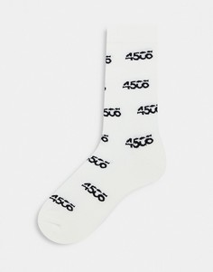 Высокие носки с принтом логотипа-монограммы ASOS 4505-Белый