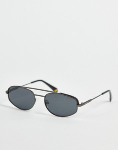Черные солнцезащитные очки-авиаторы в стиле ретро с серебристой отделкой Polaroid 6130/S-Серебристый