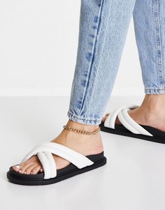 Белые сандалии на плоской подошве с уплотненными ремешками Truffle Collection-Белый