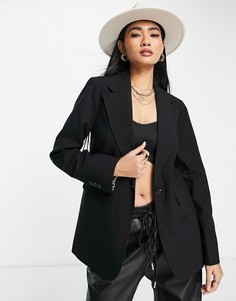 Черный однобортный блейзер Topshop-Черный цвет