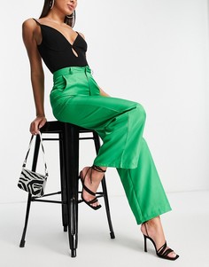 Строгие брюки зеленого цвета с широкими штанинами от комплекта Missy Empire-Зеленый цвет Missyempire