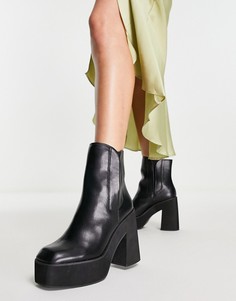 Черные ботинки челси на платформе и высоком каблуке Topshop Harlow-Черный
