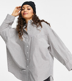 Рубашка в коричневую полоску со вставками Topshop Petite-Коричневый цвет
