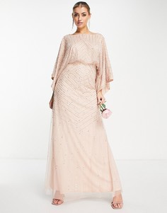 Платье макси нежно-розового цвета с очень большими рукавами Frock and Frill Bridesmaid-Розовый цвет