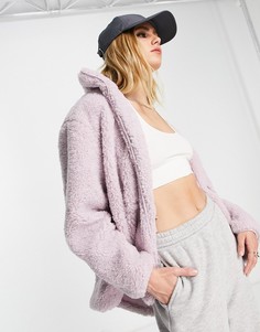 Плюшевая куртка сиреневого цвета NA-KD X Lisa Schiffner-Фиолетовый цвет